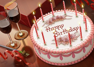candles, happy birthday, cakes - desktop wallpaper