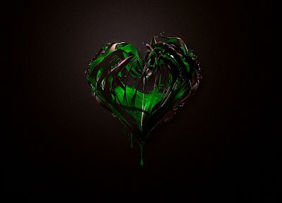 green, abstract, hearts, Green Heart - random desktop wallpaper