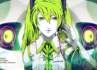 Vocaloid, Hatsune Miku, long hair, twintails, detached sleeves, Hatsune Miku VN02 Mix - random desktop wallpaper