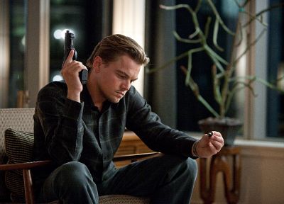 guns, Inception, sitting, Leonardo DiCaprio - random desktop wallpaper