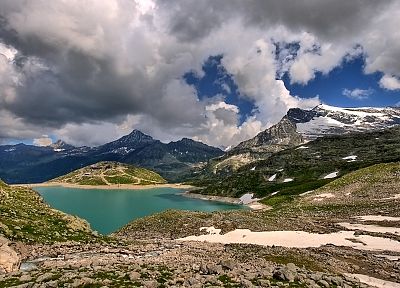 mountains, clouds, nature, lakes - random desktop wallpaper