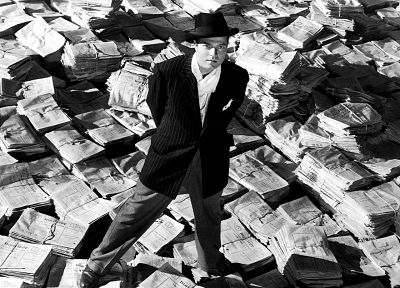 grayscale, monochrome, newspapers, Citizen Kane, Orson Welles, Charles Foster Kane - desktop wallpaper