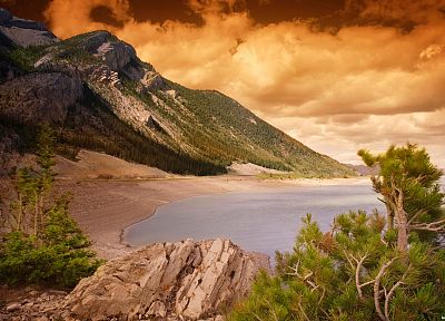 mountains, ocean, clouds, landscapes, nature, beaches - duplicate desktop wallpaper