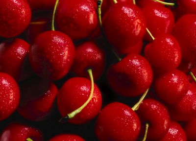 cherries, water drops - duplicate desktop wallpaper
