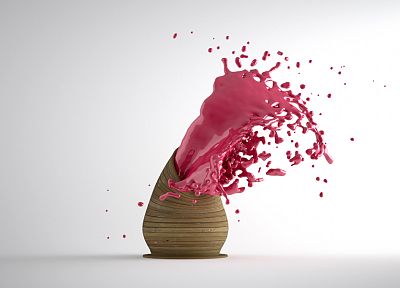 pink, paint, pot, splashes - random desktop wallpaper