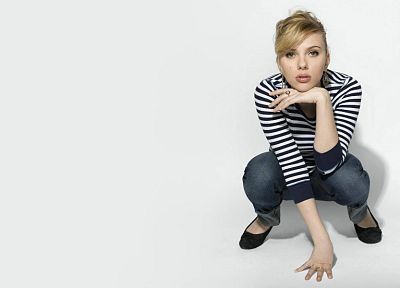 women, Scarlett Johansson, actress, simple background, white background - random desktop wallpaper