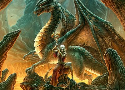 women, fantasy, wings, dragons, elves, artwork - related desktop wallpaper