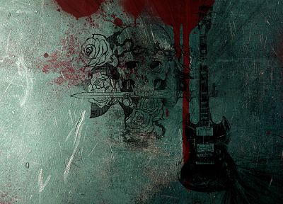 skulls, blood, metal, Diablo, Gibson, guitars, gibson sg, FILSRU, doors - related desktop wallpaper