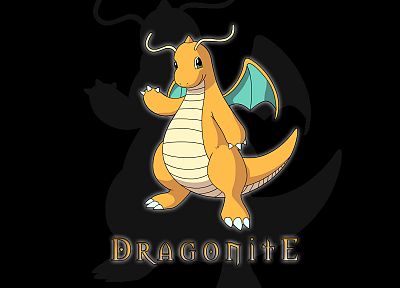 Pokemon, Dragonite, black background - random desktop wallpaper