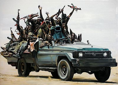 pirates, Toyota, Somalia, Cookie Monster, vehicles, African, AK-47 - random desktop wallpaper