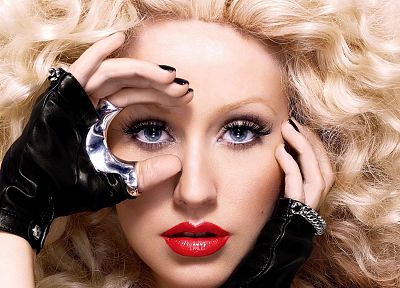 blondes, women, blue eyes, celebrity, Christina Aguilera - desktop wallpaper