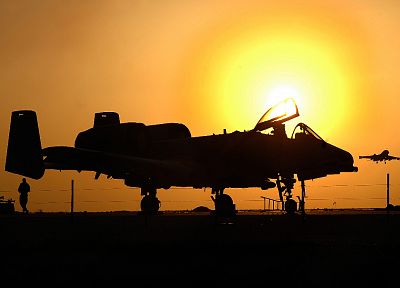sunset, aircraft, military, planes, vehicles, A-10 Thunderbolt II - related desktop wallpaper