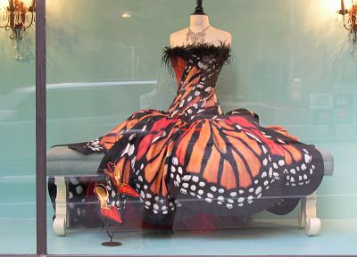 dress, fashion, butterflies - desktop wallpaper