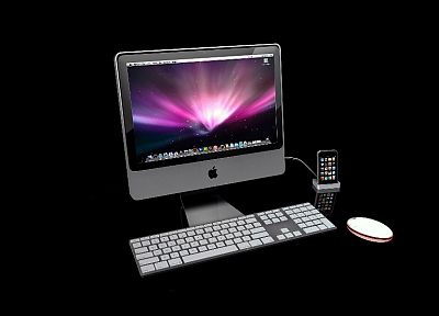 Apple Inc., Mac, iPhone, black background - related desktop wallpaper