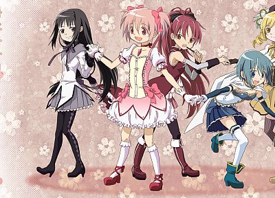 Mahou Shoujo Madoka Magica, Miki Sayaka, Sakura Kyouko, Tomoe Mami, Kaname Madoka, anime, Akemi Homura, anime girls - related desktop wallpaper