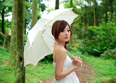 women, plants, Asians, umbrellas, Mikako Zhang Kaijie - related desktop wallpaper