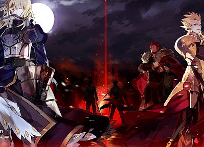 Fate/Stay Night, night, rider, armor, Gilgamesh, Saber, Fate/Zero, Irisviel von Einzbern, Waver Velvet, Rider (Fate/Zero), Fate series - duplicate desktop wallpaper