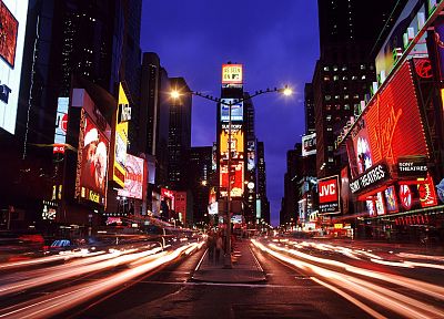 cityscapes, streets, buildings, New York City, Times Square, long exposure, cities - related desktop wallpaper