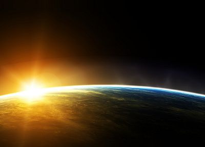 Sun, outer space, Earth - random desktop wallpaper