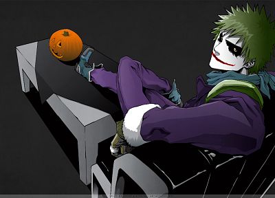 Batman, Bleach, Kurosaki Ichigo, The Joker, Hollow Ichigo, crossovers, simple background, pumpkins - related desktop wallpaper