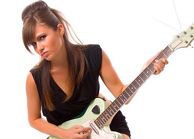 brunettes, women, music, models, rocks, guitars, guitarists - random desktop wallpaper