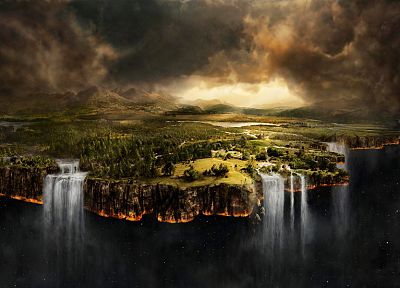 clouds, landscapes, nature, surreal, waterfalls - related desktop wallpaper