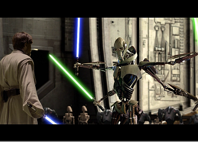 Star Wars, lightsabers, General Grievous, Obi-Wan Kenobi - random desktop wallpaper