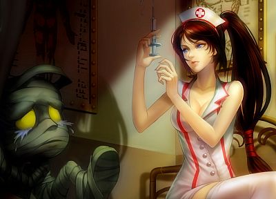 League of Legends, nurses, Amumu, Akali - random desktop wallpaper
