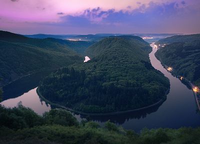 landscapes, nature, forests, Germany, rivers, Saarschleife - desktop wallpaper