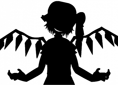 black and white, video games, Touhou, Flandre Scarlet, Bad Apple!, simple background - related desktop wallpaper