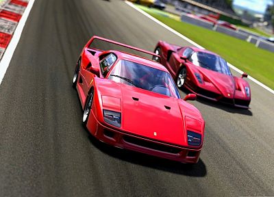 cars, Ferrari, vehicles, Ferrari Enzo, Ferrari F40, Gran Turismo 5 - related desktop wallpaper