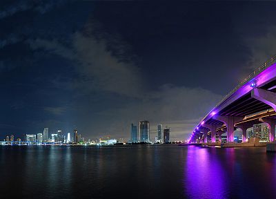 night, bridges, city lights - random desktop wallpaper