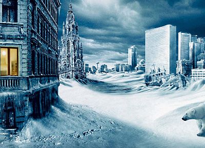 Ice Age, apocalypse, towns, cities - desktop wallpaper