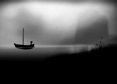 black and white, video games, landscapes, boats, grainy, sea shorelines, sea - random desktop wallpaper