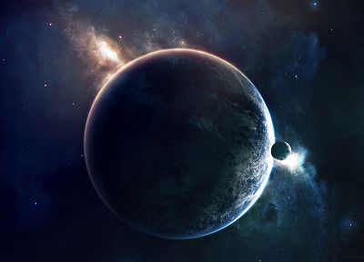 outer space, stars, planets - duplicate desktop wallpaper