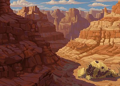 deserts, canyon, artwork - random desktop wallpaper