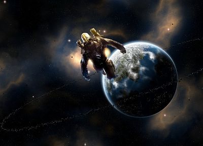 outer space, Earth, astronauts - desktop wallpaper