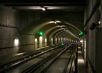 subway, underground, tunnels, railroad tracks - desktop wallpaper