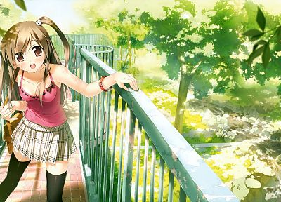 trees, anime girls, Kantoku (artist) - duplicate desktop wallpaper