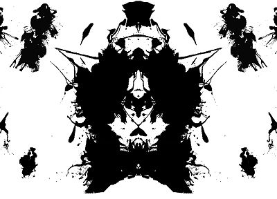 black and white, Rorschach test, splatters - random desktop wallpaper