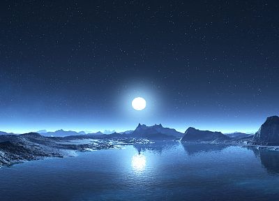 stars, Moon, digital art - desktop wallpaper