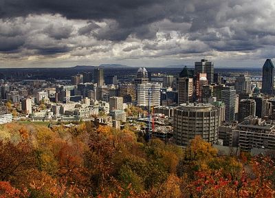 trees, cityscapes, skylines, buildings, Montreal, HDR photography - desktop wallpaper