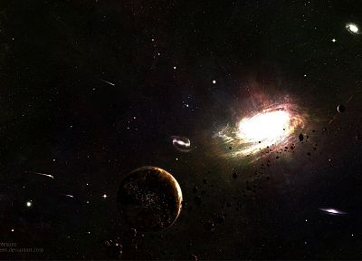 outer space, galaxies, planets - duplicate desktop wallpaper