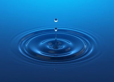 water, 3D view, blue, ripples, water drops, splashes - related desktop wallpaper