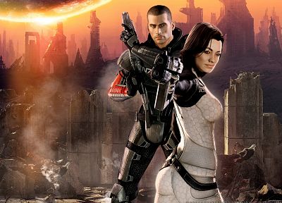 video games, Miranda Lawson, Mass Effect 2, 3D, Commander Shepard - desktop wallpaper