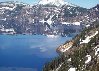 mountains, landscapes, snow, lakes, crater lake - random desktop wallpaper