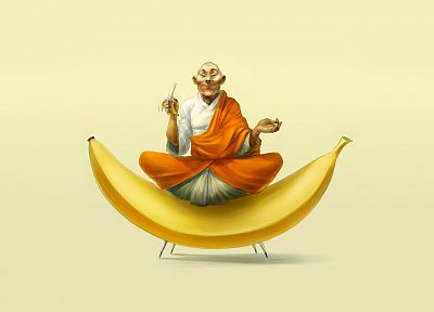 bananas, monk, Buddhist - desktop wallpaper