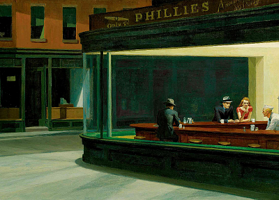 paintings, Edward Hopper, artwork, Nighthawks At The Diner - desktop wallpaper