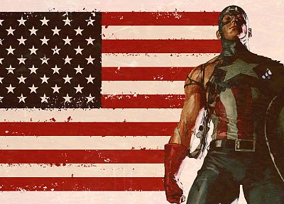 Captain America, American Flag - desktop wallpaper
