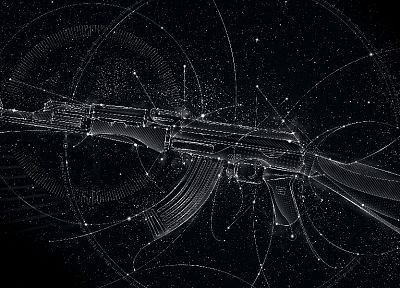 guns, stars, design, weapons, AK-47, automatic weapons, Matei Apostolescu - desktop wallpaper